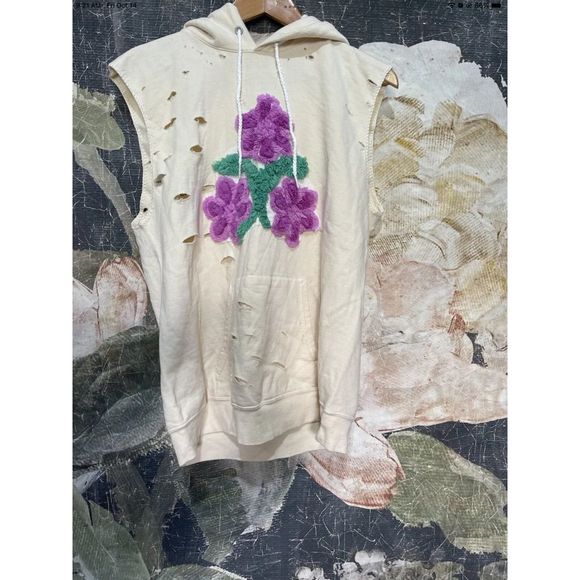 New Free People Tricia Fix Tufted Flower Hoodie Size S - Picture 1 of 5